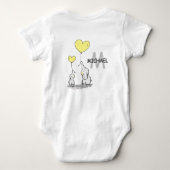 Personalisierter Elefant-graue gelbe schwarze Baby Strampler (Rückseite)