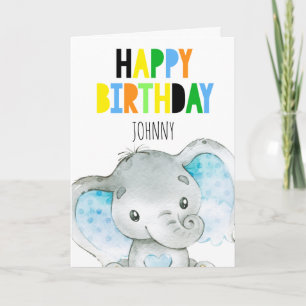 Personalisierter Elefant Niedlicher Junge Happy Bi Karte