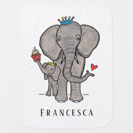 Personalisierter Elefant und Baby Babydecke