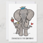 Personalisierter Elefant und Baby Einladung zum Ge (Vorderseite)