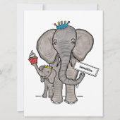 Personalisierter Elefant und Baby Einladung zum Ge (Vorderseite)