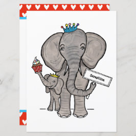 Personalisierter Elefant und Baby Einladung zum Ge