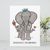 Personalisierter Elefant und Baby Einladung zum Ge (Stehend Vorderseite)