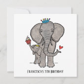 Personalisierter Elefant und Baby Einladung zum Ge (Vorderseite)