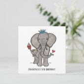 Personalisierter Elefant und Baby Einladung zum Ge (Stehend Vorderseite)