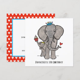 Personalisierter Elefant und Baby Einladung zum Ge