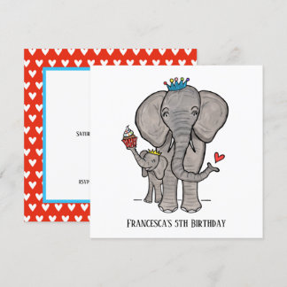 Personalisierter Elefant und Baby Einladung zum Ge