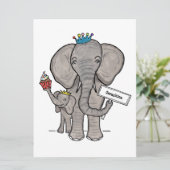 Personalisierter Elefant und Baby Einladung zum Ge (Stehend Vorderseite)