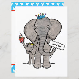 Personalisierter Elefant und Baby Einladung zum Ge