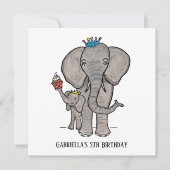 Personalisierter Elefant und Baby Einladung zum Ge (Vorderseite)