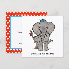Personalisierter Elefant und Baby Einladung zum Ge