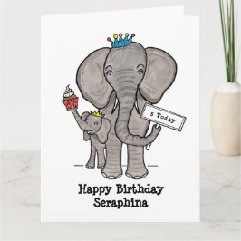 Personalisierter Elefant und Baby Karte