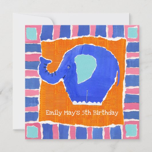 Personalisierter Elefant zum Geburtstag (Vorderseite)