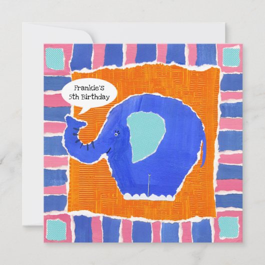 Personalisierter Elefant zum Geburtstag (Vorderseite)