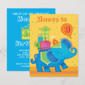 Personalisierter Elefant zum Geburtstag Einladung (Vorne/Hinten)