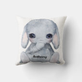 Personalisierter Elefantenname Wasserfarbe Moderne Kissen (Rückseite)