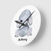 Personalisierter Elefantenname Wasserfarbe Moderne Runde Wanduhr (Winkel)