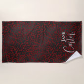 Personalisierter Elegant Dark Red Black Leopard Strandtuch (Vorderseite)