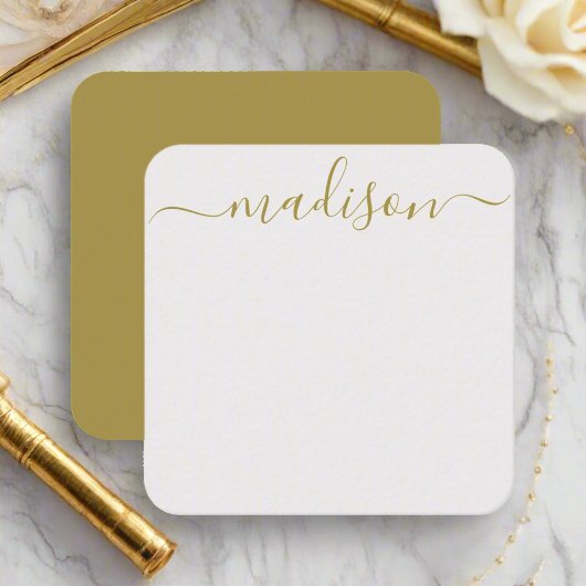 Personalisierter Elegantenname Goldkalligraphie Mitteilungskarte