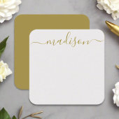 Personalisierter Elegantenname Goldkalligraphie Mitteilungskarte