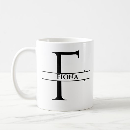 Personalisierter Eleganter Anfangsbuchstabe F Kaffeetasse (Links)