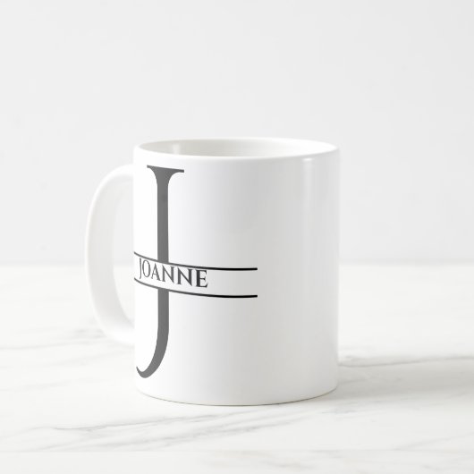 Personalisierter Eleganter Anfangsbuchstabe J Kaffeetasse (Vorderseite Links)