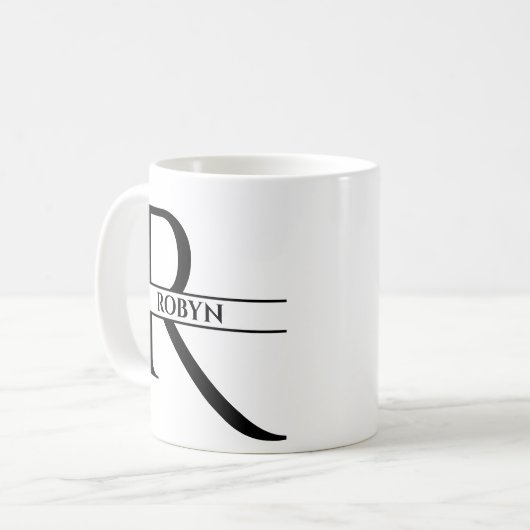 Personalisierter Eleganter Anfangsbuchstabe R Kaffeetasse (Vorderseite Links)