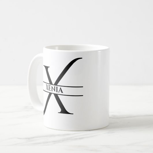 Personalisierter Eleganter Anfangsbuchstabe X Kaffeetasse (Vorderseite Links)