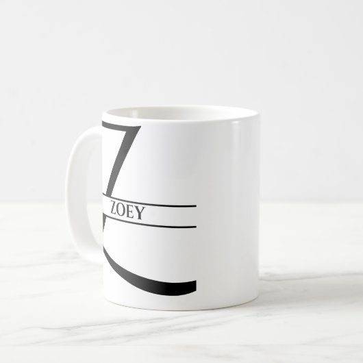 Personalisierter Eleganter Anfangsbuchstabe Z Kaffeetasse (Vorderseite Links)