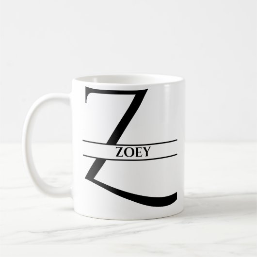Personalisierter Eleganter Anfangsbuchstabe Z Kaffeetasse (Links)