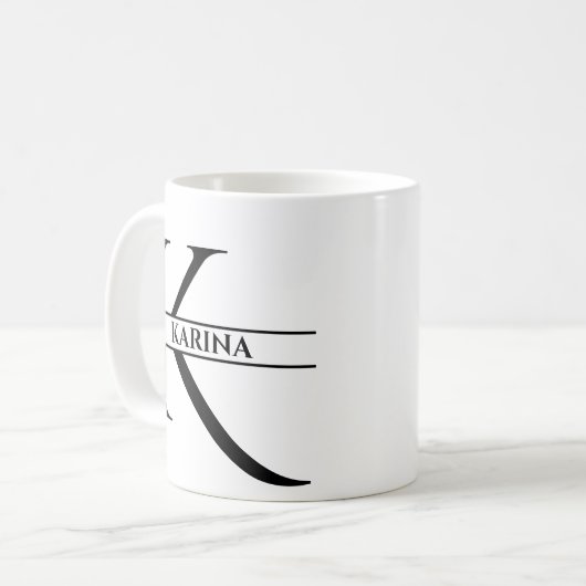 Personalisierter Eleganter Anfangsbuchstaben K Kaffeetasse (Vorderseite Links)