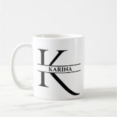 Personalisierter Eleganter Anfangsbuchstaben K Kaffeetasse (Links)