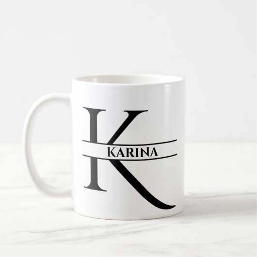 Personalisierter Eleganter Anfangsbuchstaben K Kaffeetasse (Links)