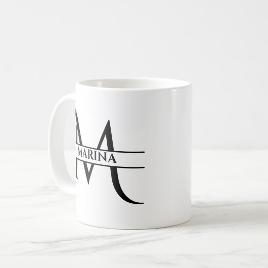 Personalisierter Eleganter Anfangsbuchstaben M Kaffeetasse (Vorderseite Links)