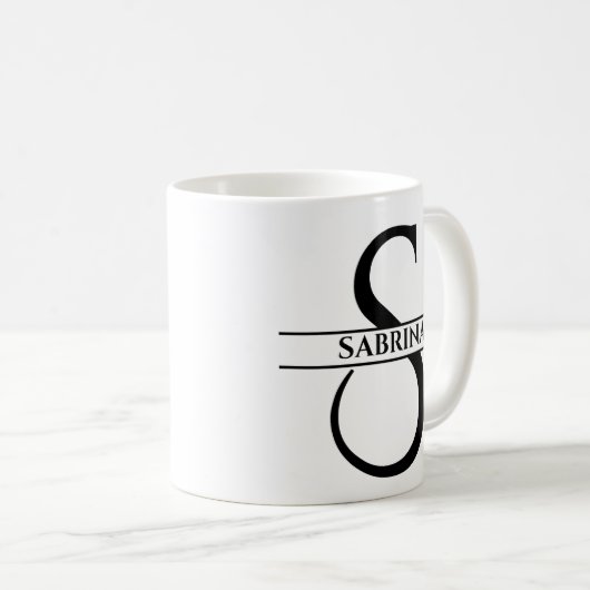 Personalisierter Eleganter Anfangsbuchstaben S Kaffeetasse (VorderseiteRechts)