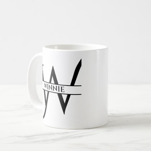 Personalisierter Eleganter Anfangsbuchstaben W Kaffeetasse (Vorderseite Links)