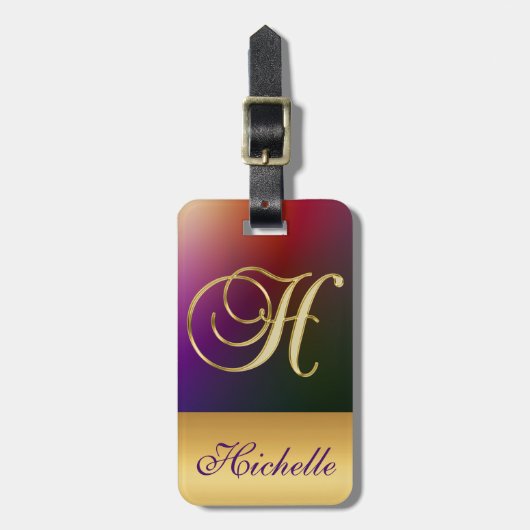 Personalisierter, eleganter Black Gold Monogram Le Gepäckanhänger (Vorderseite vertikal)