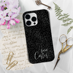 Personalisierter Eleganter Black Leopard Case-Mate iPhone 14 Pro Max Hülle