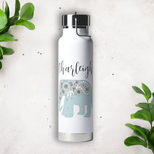 Personalisierter Eleganter Blauer Elefant Boho Chi Trinkflasche