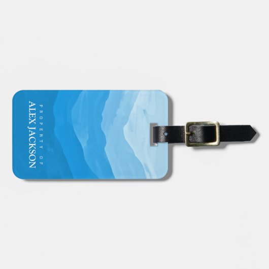 Personalisierter eleganter Blue Outdoor Gepäckträg Gepäckanhänger (Vorderseite horizontal)