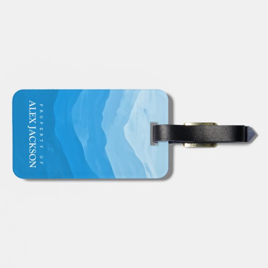 Personalisierter eleganter Blue Outdoor Gepäckträg Gepäckanhänger (Rückseite horizontal)