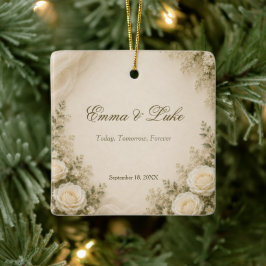 Personalisierter eleganter Blumenhochzeits-Schmuck Keramikornament