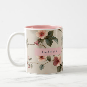 Personalisierter Eleganter Blumenstrauß Zweifarbige Tasse