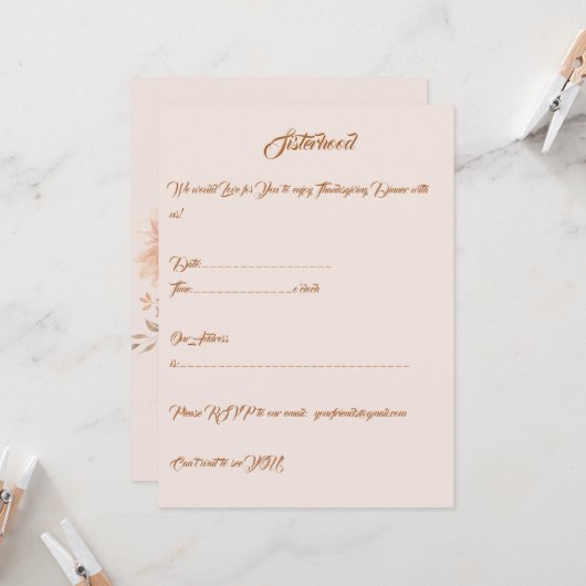 Personalisierter Eleganter Erntedank unterhaltsam Einladung (Vorderseite/Rückseite Beispiel)