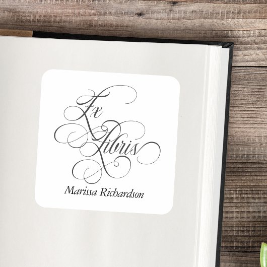 Personalisierter Eleganter Ex Libris Buchzeichen A Quadratischer Aufkleber