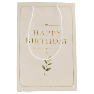 Personalisierter eleganter Geburtstag mit Antikgol Mittlere Geschenktüte