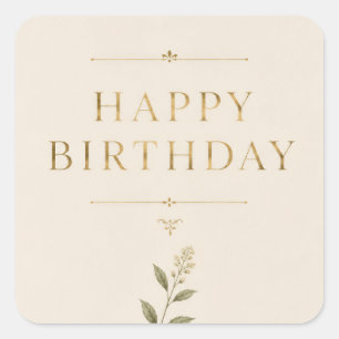 Personalisierter eleganter Geburtstag mit Antikgol Quadratischer Aufkleber