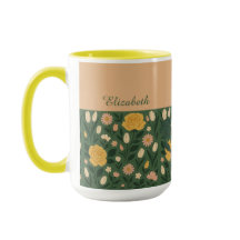 Personalisierter eleganter gelber Blumenhandkaffee