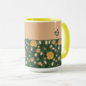 Personalisierter eleganter gelber Blumenhandkaffee Tasse (VorderseiteRechts)