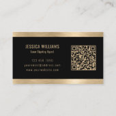 Personalisierter Eleganter Gold Black QR Code Visitenkarte (Rückseite)